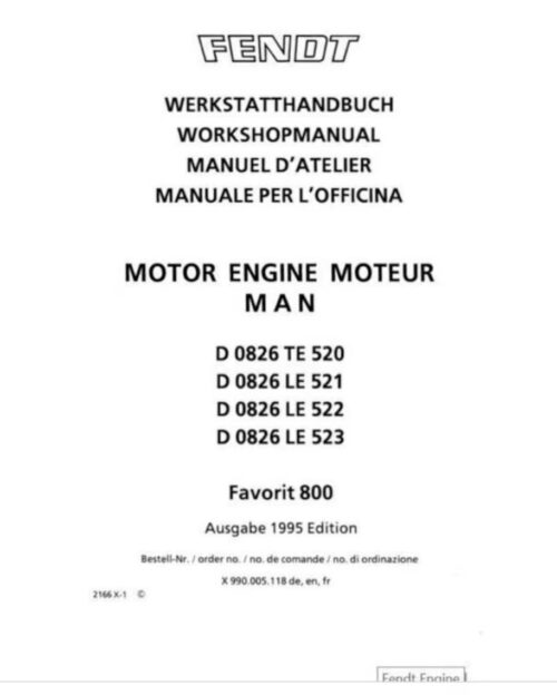 Fendt MAN D 0826 LE 521 Workshop Service manual