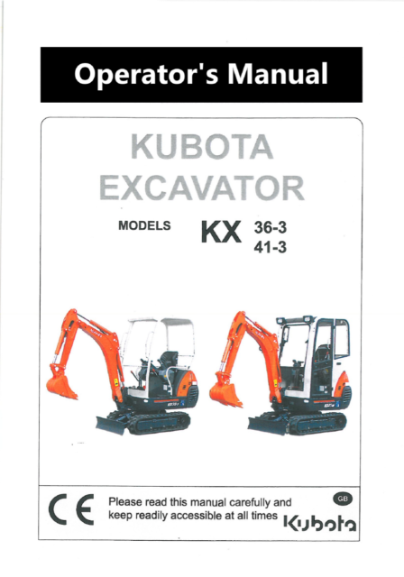 Kubota KX36-3 Operator manual Pdf