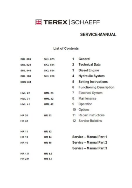 Terex Schaeff HR 1.5 2001-2006 Service manual