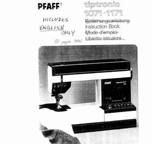 Pfaff Tiptronic 1071 1171 Owners manual