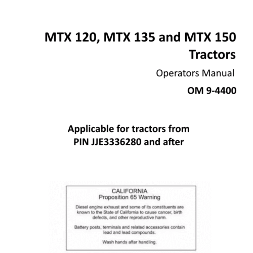 McCormick MTX 135 Operators manual