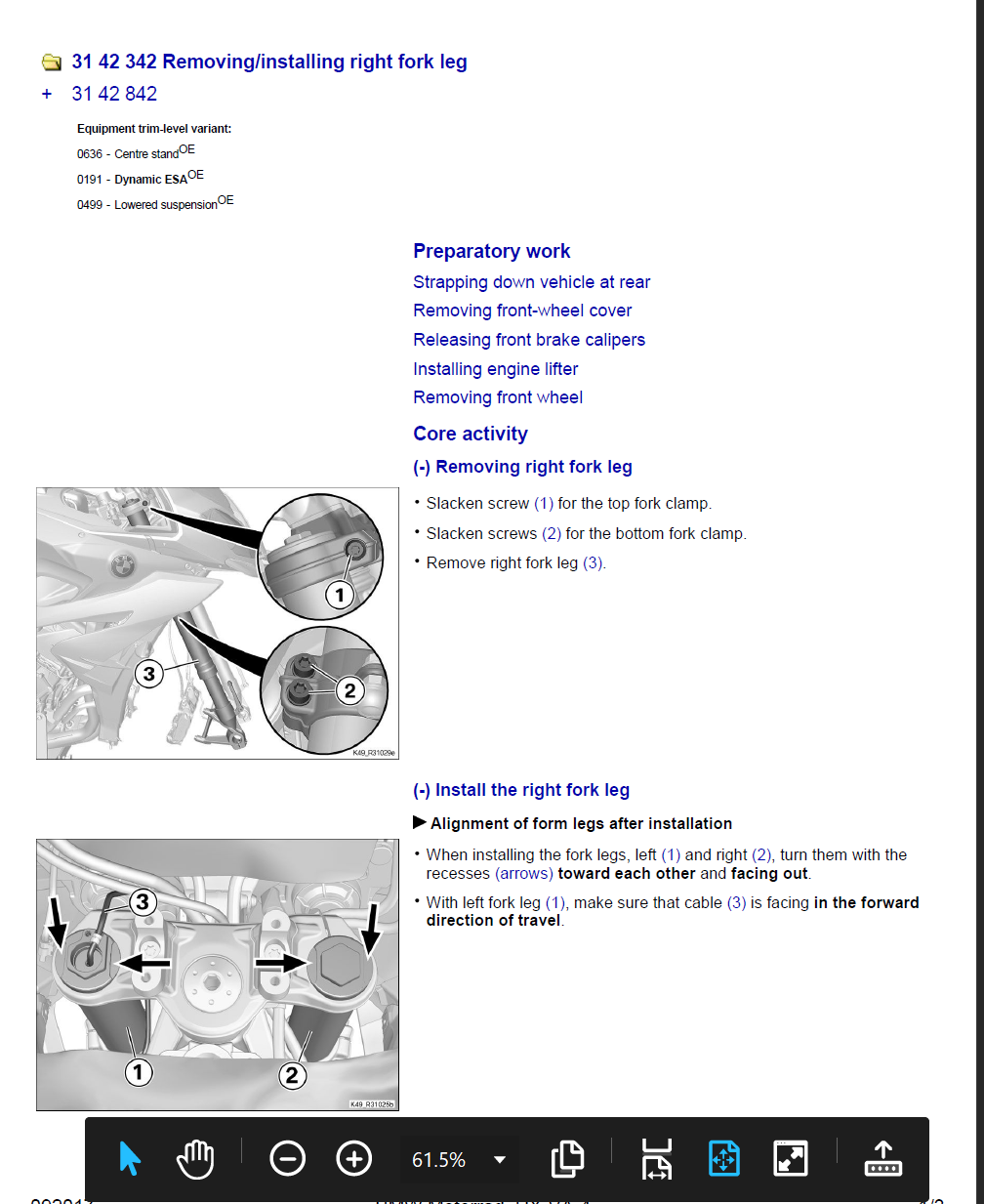 BMW S1000XR K49 Table of contents