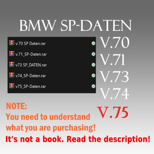 BMW SP-Daten V75 software download package with coding and programming data files for BMW diagnostics