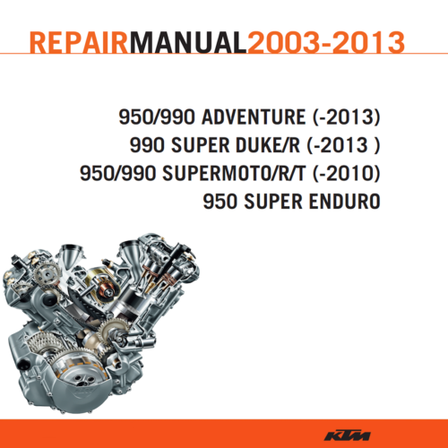 KTM 950 Super Enduro Repair Manual PDF 2003–2013 with wiring diagrams and service procedures