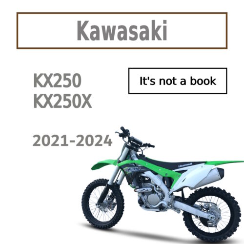 Structural transmission and engine assembly diagrams inside the Kawasaki KX250X repair manual PDF