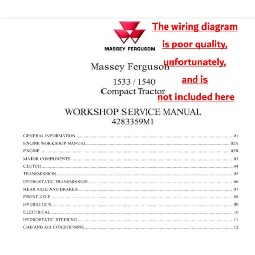 Massey Ferguson 1533 1540 Repair Manual PDF