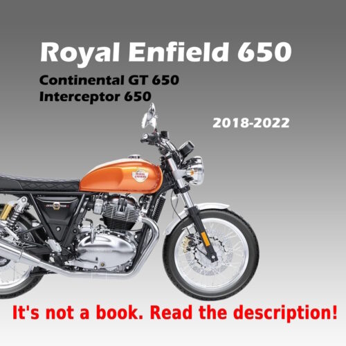 Cover of the Royal Enfield Continental GT 650 and Interceptor 650 factory workshop service manual PDF.