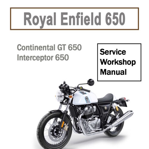 Cover of the official Royal Enfield Interceptor 650 and Continental GT 650 workshop service manual PDF.