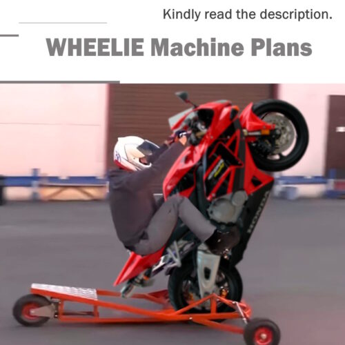 Technical engineering schematics from the motorcycle wheelie machine blueprint PDF.