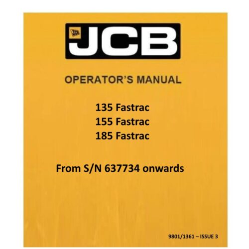 JCB 135 155 185 Fastrac Operator manual Pdf
