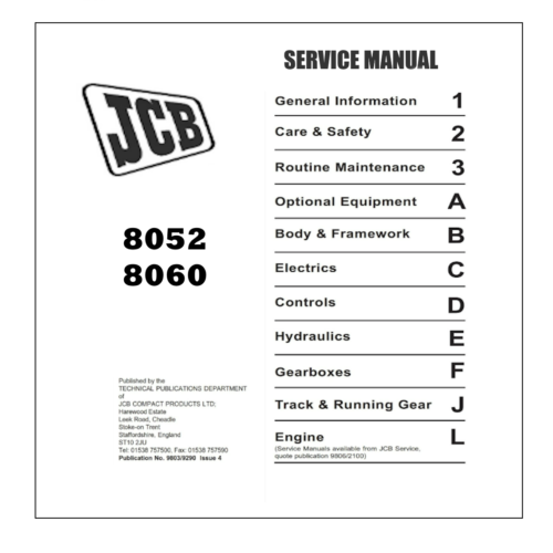 JCB 8052 8060 Service manual Pdf