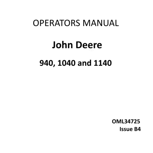 John Deere 940 Operators manual Pdf