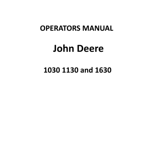 John Deere1630 Operators manual Pdf