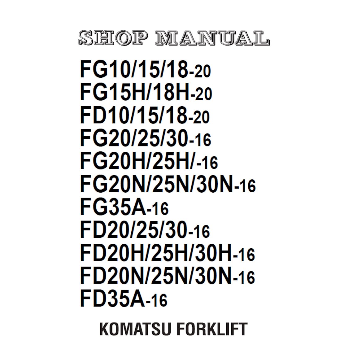 Komatsu FG15H/18H Service Manual Pdf