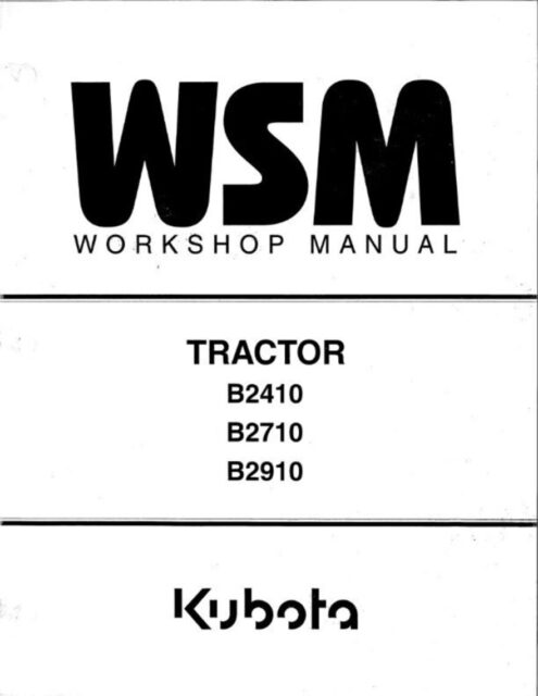 Kubota B2410 B2710 B2910 HSD Service manual Pdf