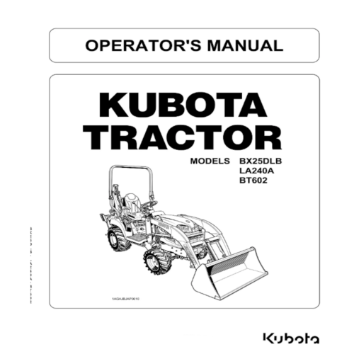 Kubota BX25DLB LA240A BT602 Operator Manual Pdf