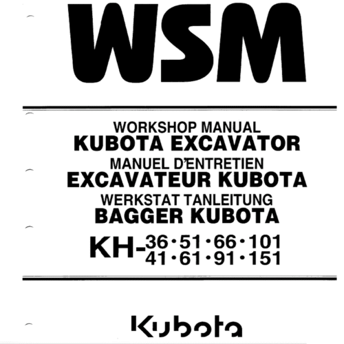 Kubota KH 36 41 Workshop Service Manual