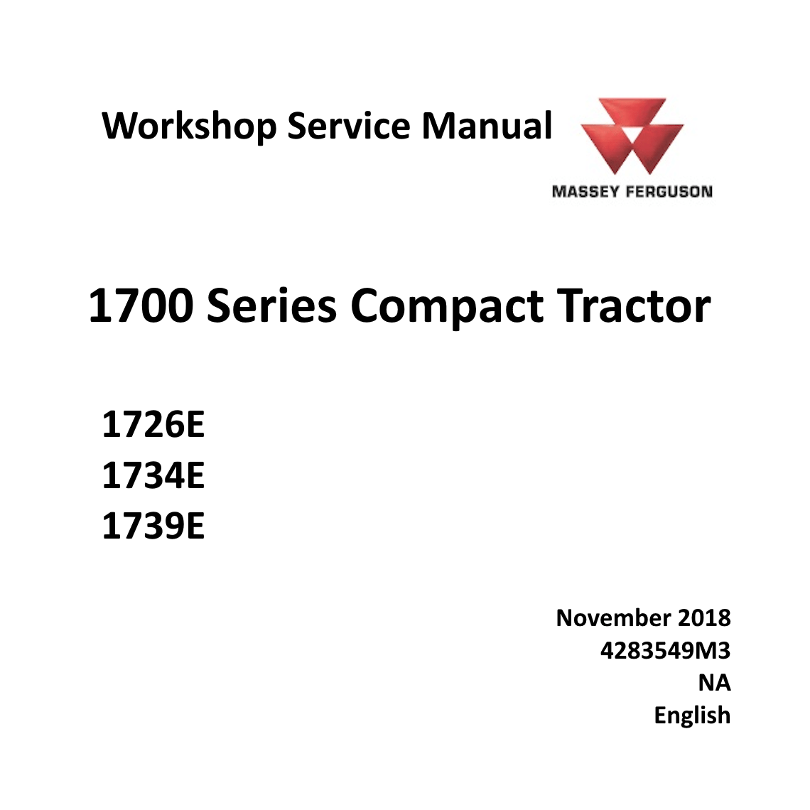 Workshop Manual Massey Ferguson 1734E 1726E 1739E