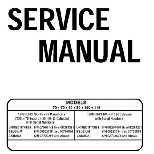 Workshop Manual Mercury 70 75 80 90 100 115 Outboard