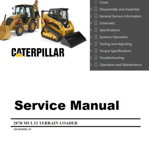Caterpillar 287b Full Workshop Service manual Multi Terrain Loader ZSA