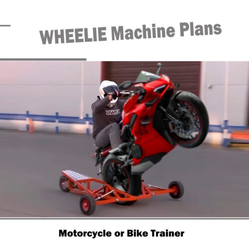 Structural blueprints and engineering plans for the motorcycle wheelie machine bike trainer PDF.