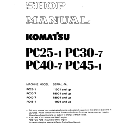 Komatsu PC40-7 PC45-1 Workshop Manual PDF