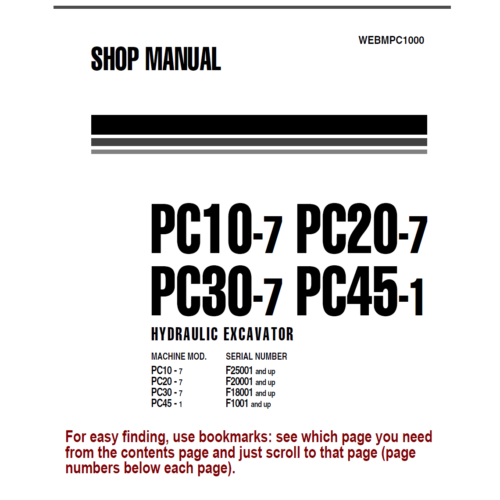 Komatsu PC30-7 PC45-1 Workshop manual (PDF)