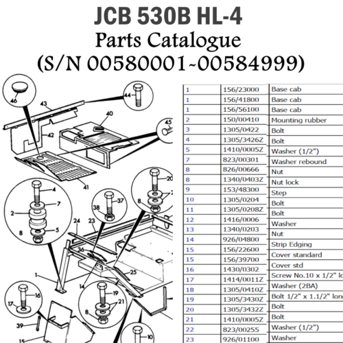 JCB 530B-4 HL Parts Catalogue Manual (S/N 00580001-00584999)