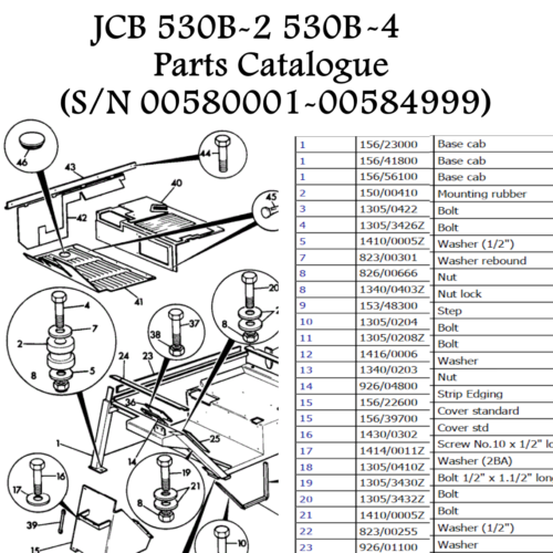 JCB 530B-4 Parts Catalogue Manual (S/N 00580001-00584999)