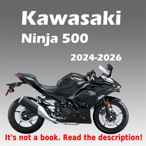 2024-2026 Kawasaki Ninja 500 Service Manual PDF for EX500G, EX500H, and EX500J models with motorcycle maintenance, repair procedures, and wiring diagrams