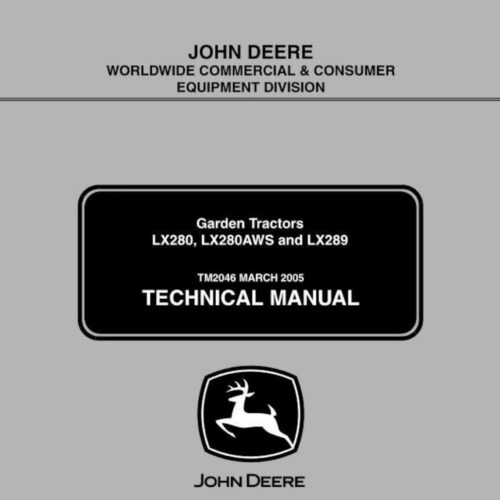 John Deere LX280 LX280AWS LX289 Garden Tractor Workshop Manual TM2046 PDF with wiring diagrams, repair procedures, diagnostics, and maintenance information